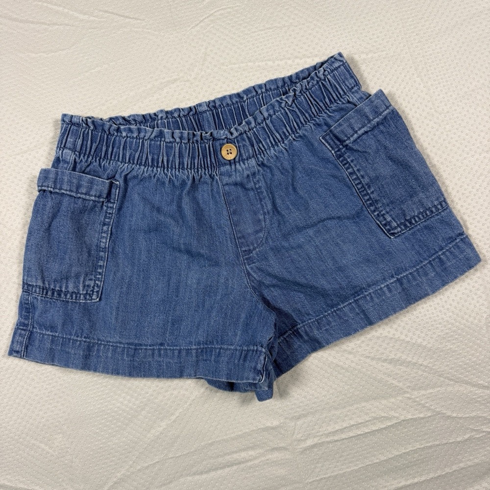 Old Navy Girls Medium Wash Denim Elastic Waist Cargo Shorts Size L (10-12)